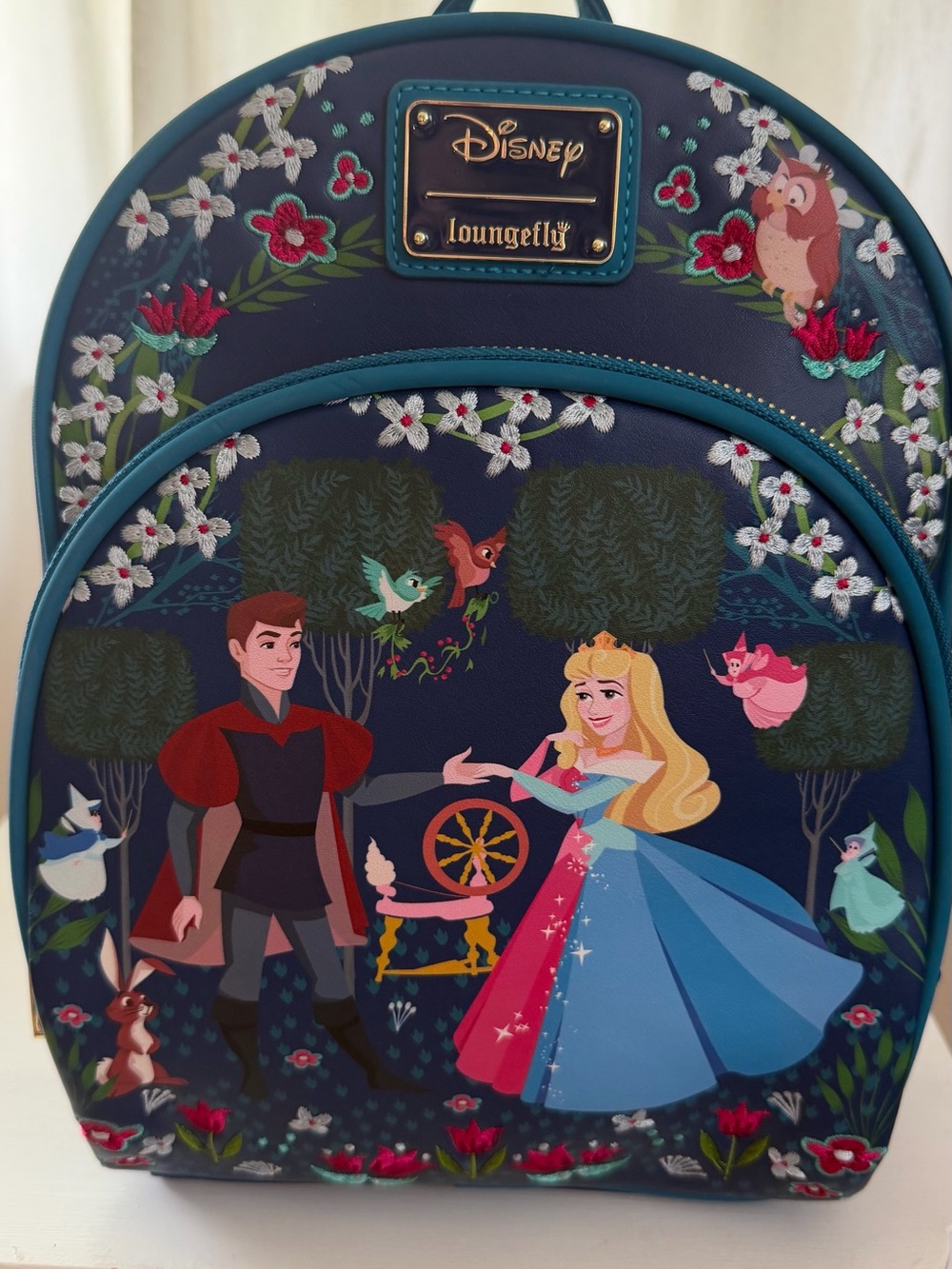 Disney Loungefly Aurora Floral Mini Backpack - Navy Teal